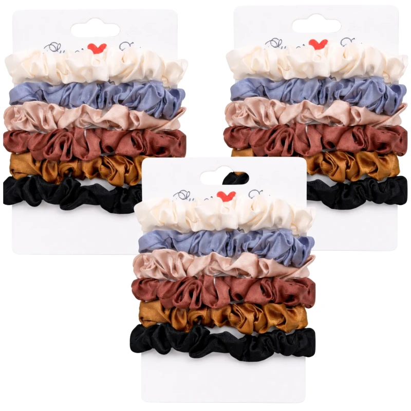 Zestaw 18 Satynowych Gumek Do Włosów Scrunchies Elastyczne Damskie Mix Kolorów1.webp