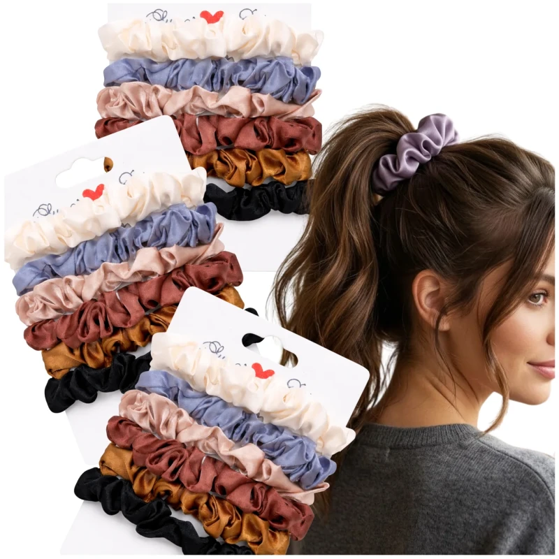 Zestaw 18 Satynowych Gumek Do Włosów Scrunchies Elastyczne Damskie Mix Kolorów2.webp