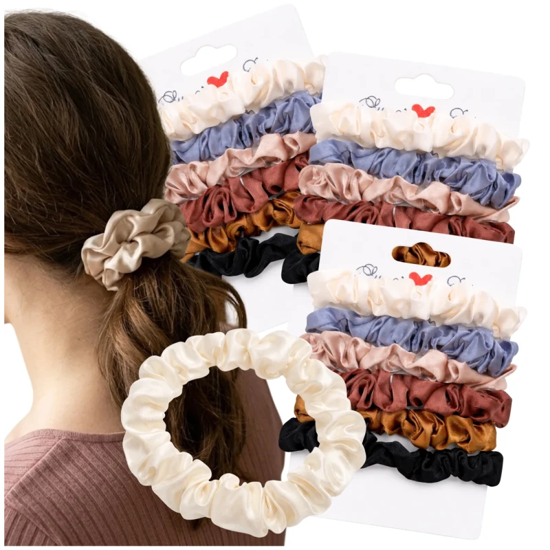 Zestaw 18 Satynowych Gumek Do Włosów Scrunchies Elastyczne Damskie Mix Kolorów3.webp