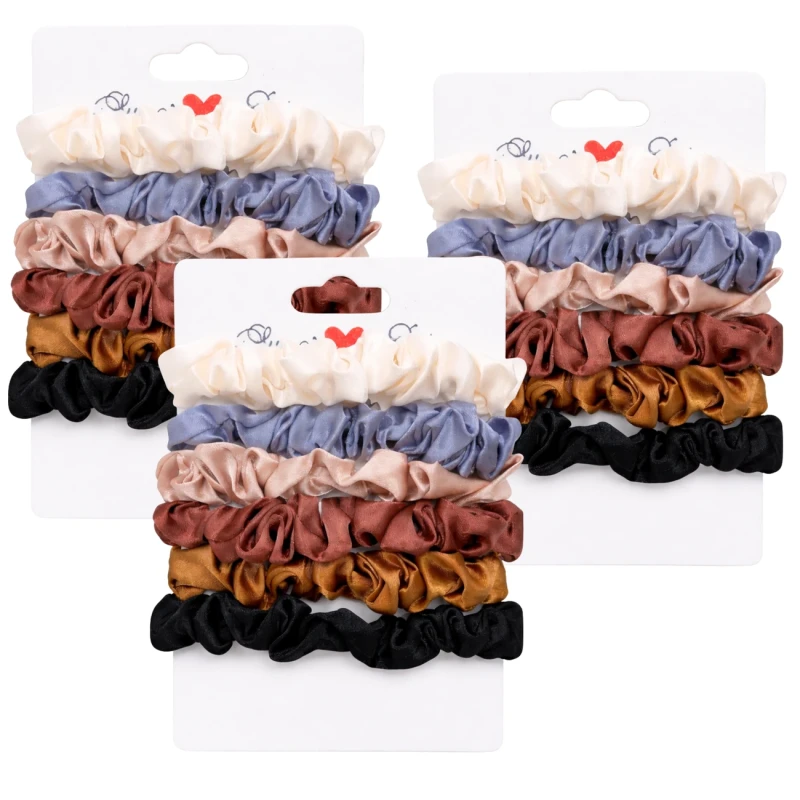 Zestaw 18 Satynowych Gumek Do Włosów Scrunchies Elastyczne Damskie Mix Kolorów4.webp