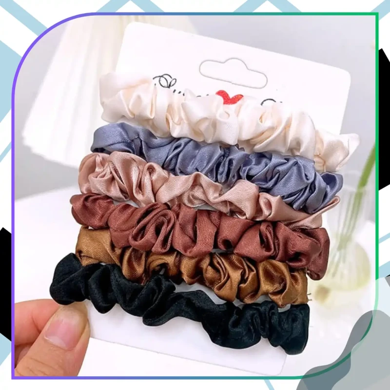 Zestaw 18 Satynowych Gumek Do Włosów Scrunchies Elastyczne Damskie Mix Kolorów7.webp