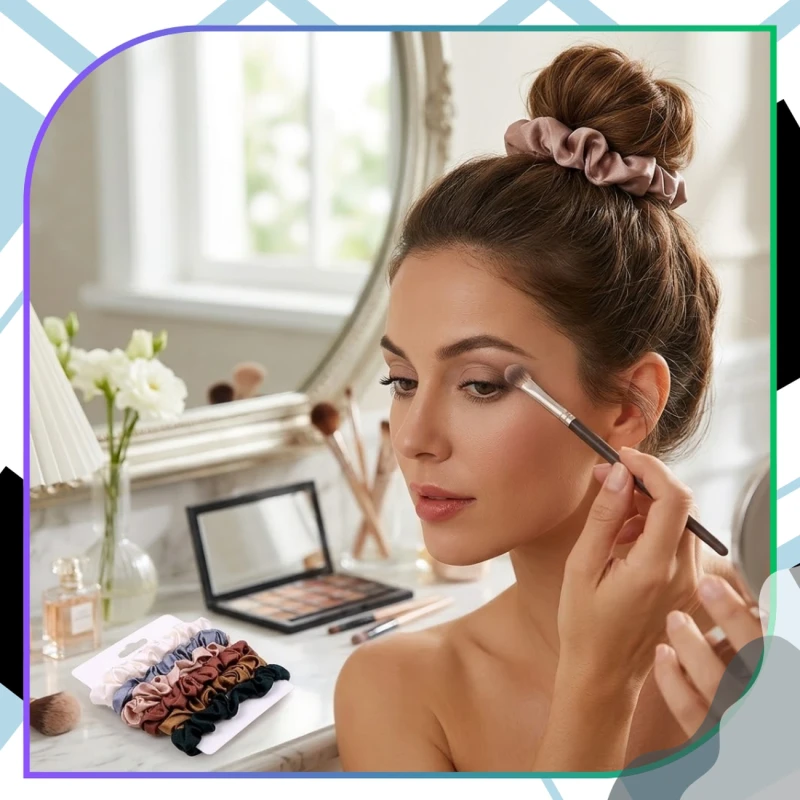 Zestaw 18 Satynowych Gumek Do Włosów Scrunchies Elastyczne Damskie Mix Kolorów8.webp