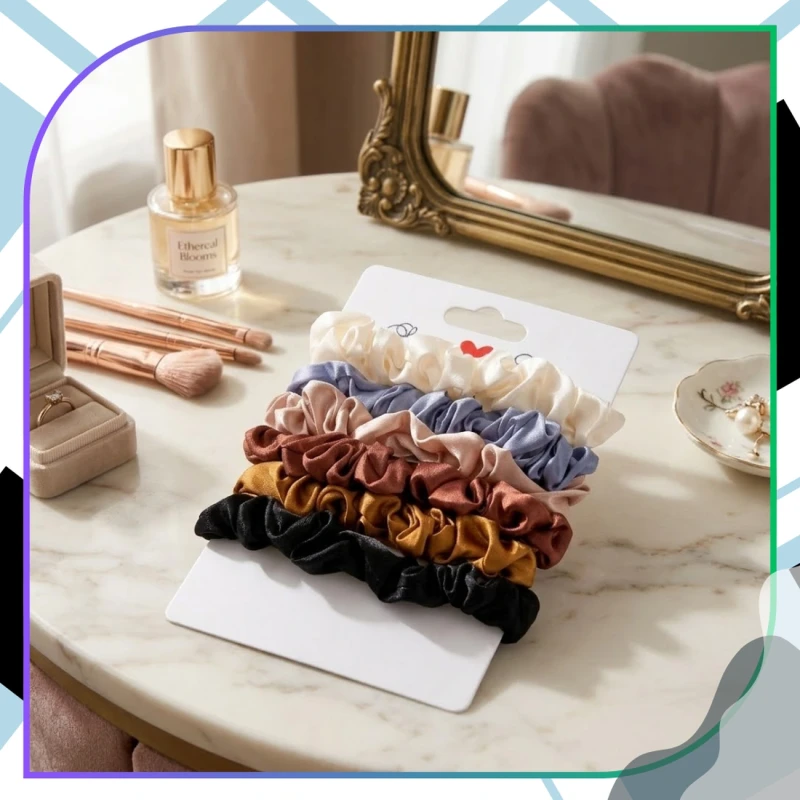 Zestaw 18 Satynowych Gumek Do Włosów Scrunchies Elastyczne Damskie Mix Kolorów11.webp