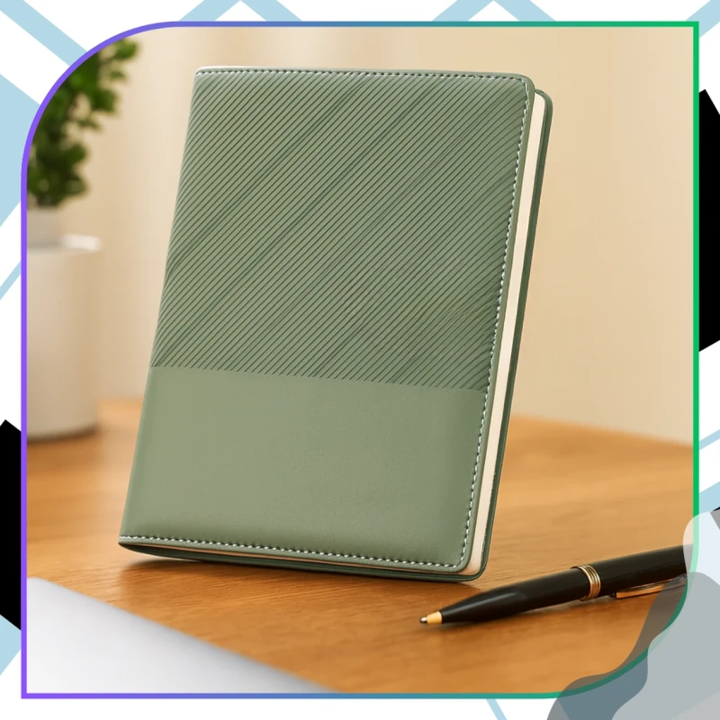 Elegancki Notatnik Notes A5 Zielony Planer Dziennik Twarda Oprawa12.webp