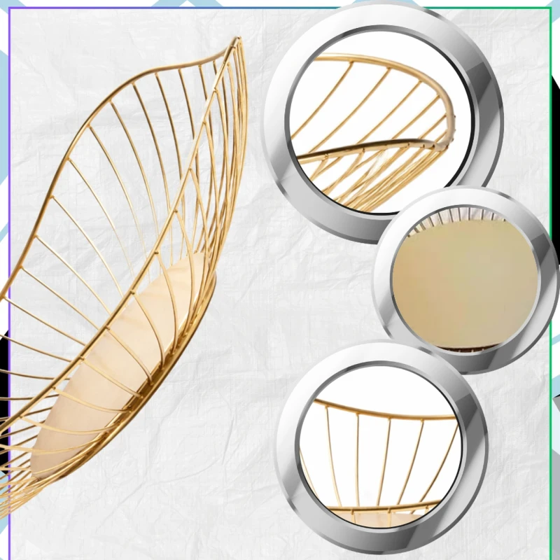 Kosz na Owoce Złoty Liść Lotosu Misa Dekoracyjna Elegancka 27,3 cm5.webp