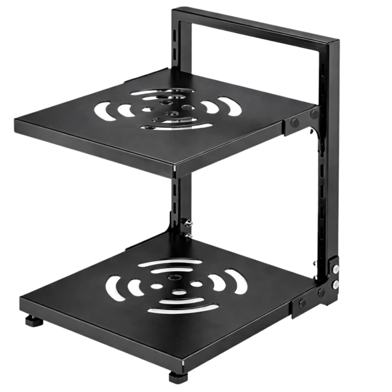 Stojak Na Garnki Dwupoziomowy Organizer Kuchenny Metalowy Czarny4.webp