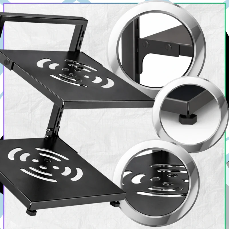 Stojak Na Garnki Dwupoziomowy Organizer Kuchenny Metalowy Czarny7.webp