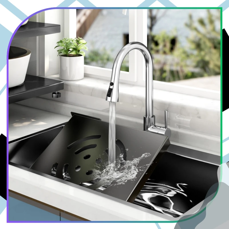 Stojak Na Garnki Dwupoziomowy Organizer Kuchenny Metalowy Czarny9.webp