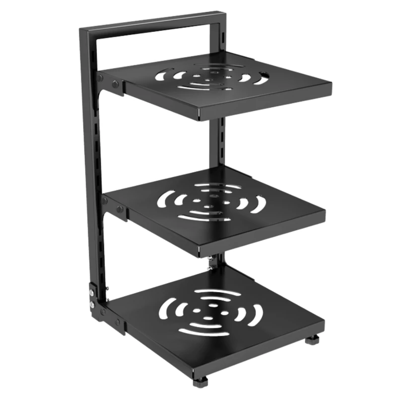 Trzypoziomowy Czarny Stojak Na Garnki Organizer Kuchenny Metalowy4.webp