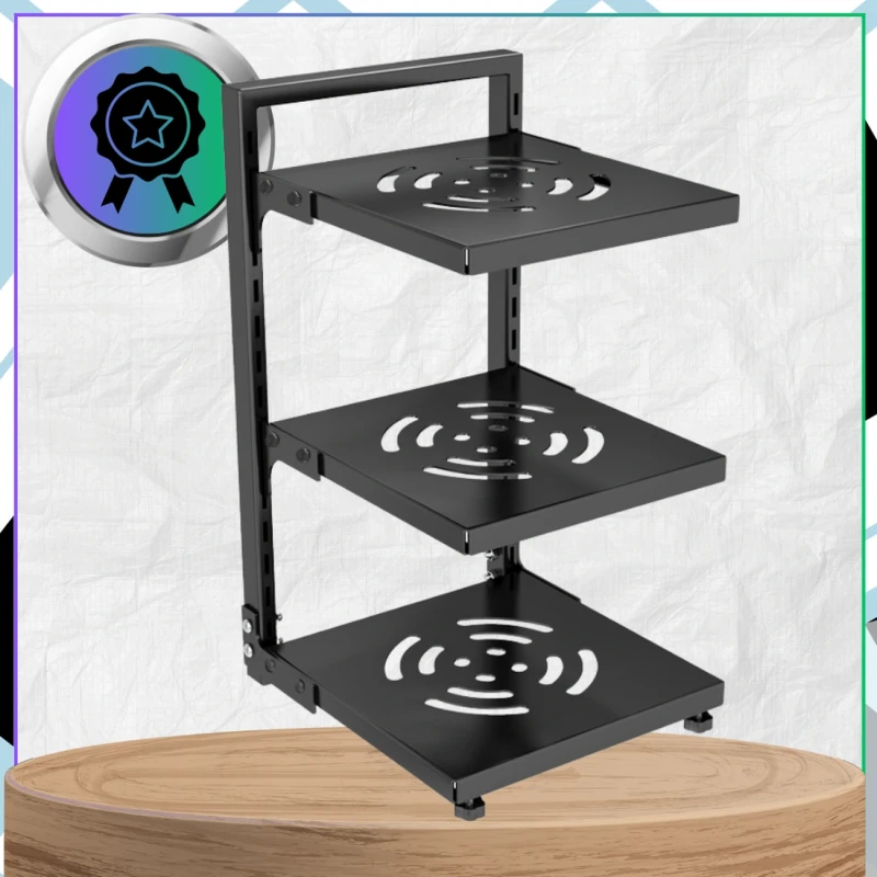 Trzypoziomowy Czarny Stojak Na Garnki Organizer Kuchenny Metalowy6.webp