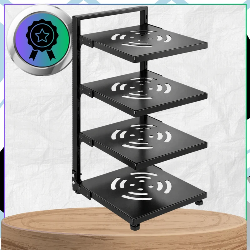 Stojak Na Garnki Czteropoziomowy Regał Kuchenny Metalowy Czarny2.webp