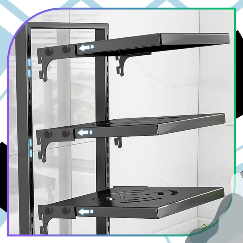 Stojak Na Garnki Czteropoziomowy Regał Kuchenny Metalowy Czarny5.webp