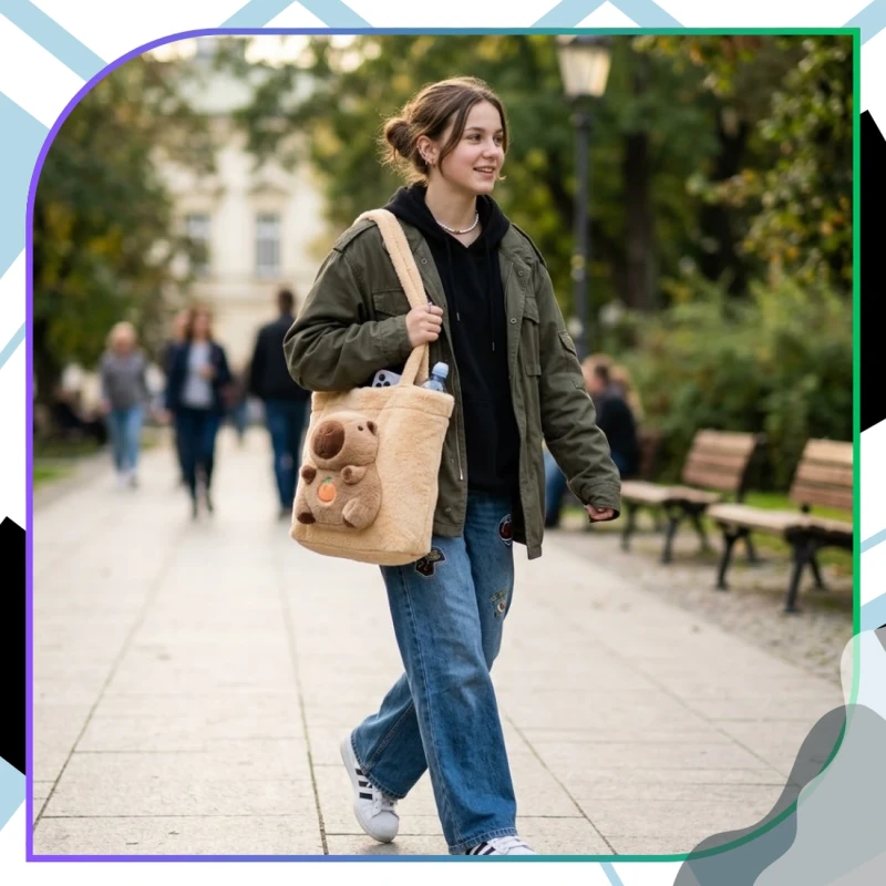 Modna Torebka Kapibara Pluszowa Torba Shopper Dla Dzieci I Młodzieży8.webp