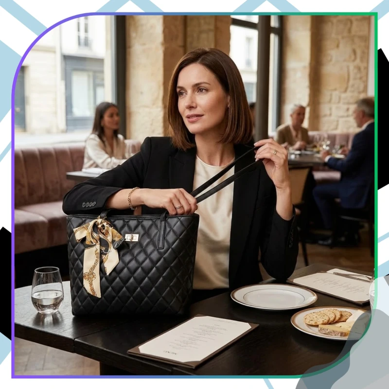 Czarna Torebka Damska Tote Pikowana Duża Pojemna Elegancka9.webp