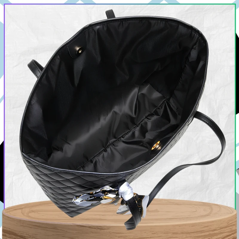 Torba Damska Duża Shopper Pikowana Czarna Modna Na Ramię5.webp