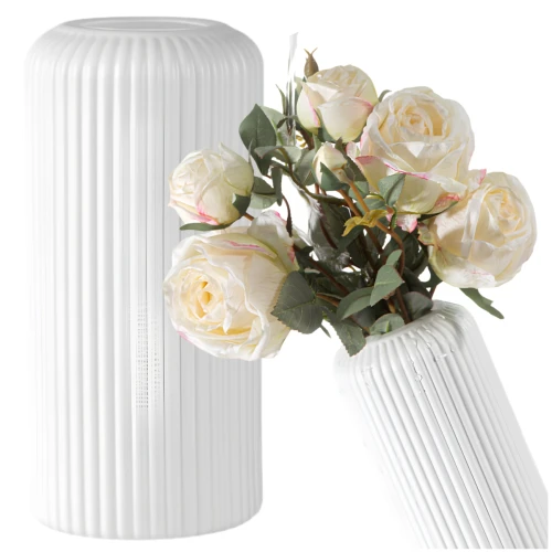 Biały Wazon Dekoracyjny Nordycki Elegancki Plastikowy Wysoki