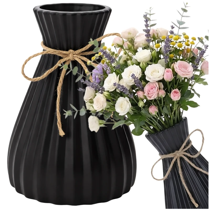 Czarny Wazon Dekoracyjny Nowoczesny Elegancki Design Loft2.webp