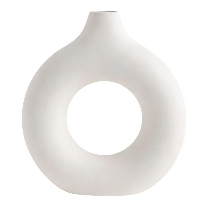 Designerski Wazon Biały Okrągły Nowoczesna Dekoracja Wnętrz1.webp