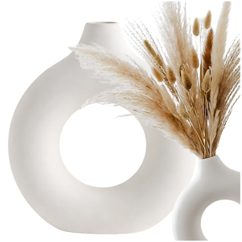 Designerski Wazon Biały Okrągły Nowoczesna Dekoracja Wnętrz2.webp
