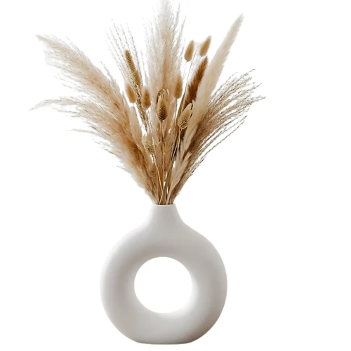 Designerski Wazon Biały Okrągły Nowoczesna Dekoracja Wnętrz
