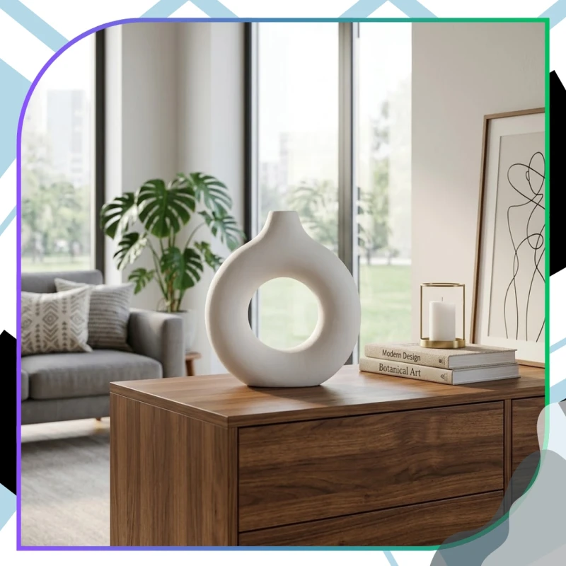 Designerski Wazon Biały Okrągły Nowoczesna Dekoracja Wnętrz6.webp