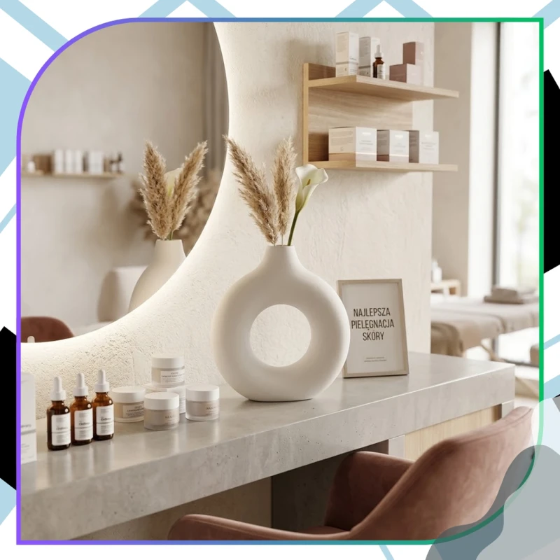 Designerski Wazon Biały Okrągły Nowoczesna Dekoracja Wnętrz8.webp