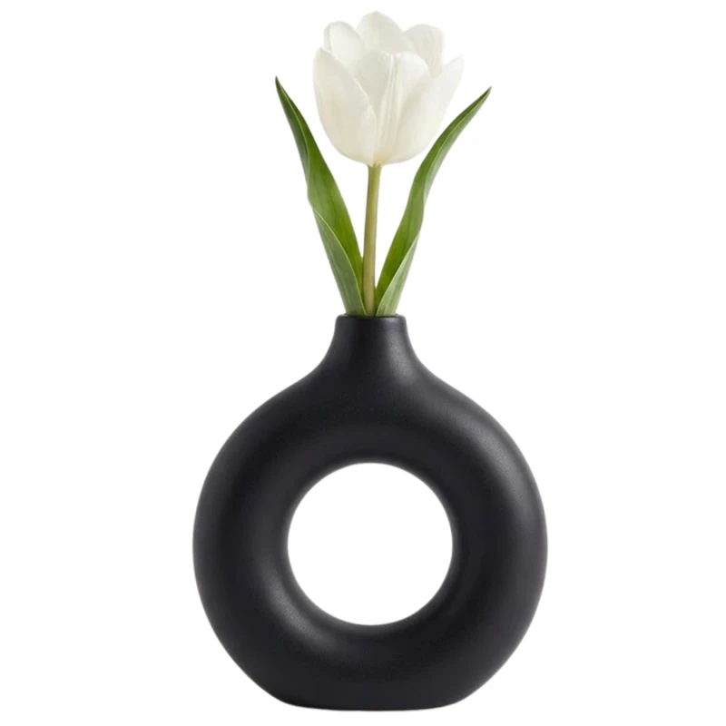 Designerski Wazon Ozdobny Czarny Nowoczesny Styl Minimalistyczny Elegancki4.webp