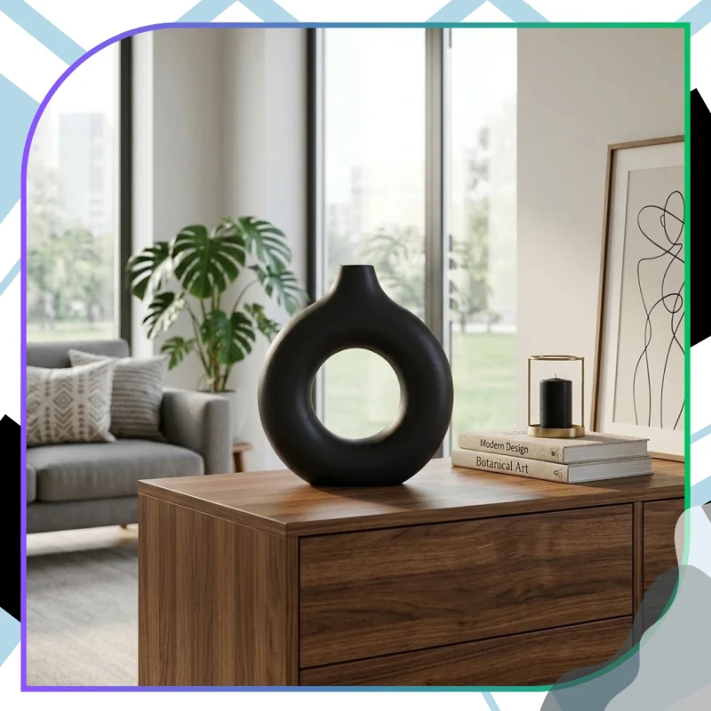 Designerski Wazon Ozdobny Czarny Nowoczesny Styl Minimalistyczny Elegancki8.webp