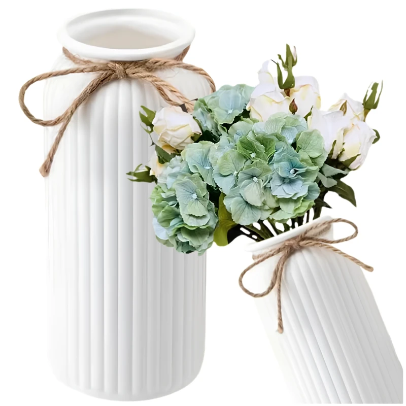 Stylowy Wazon Dekoracyjny Biały Nowoczesny Ze Sznurkiem Prezent2.webp