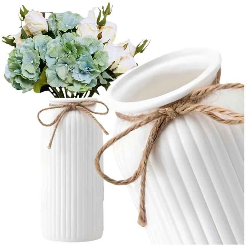 Stylowy Wazon Dekoracyjny Biały Nowoczesny Ze Sznurkiem Prezent3.webp