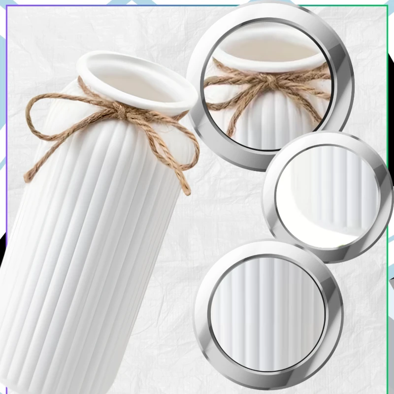 Stylowy Wazon Dekoracyjny Biały Nowoczesny Ze Sznurkiem Prezent5.webp