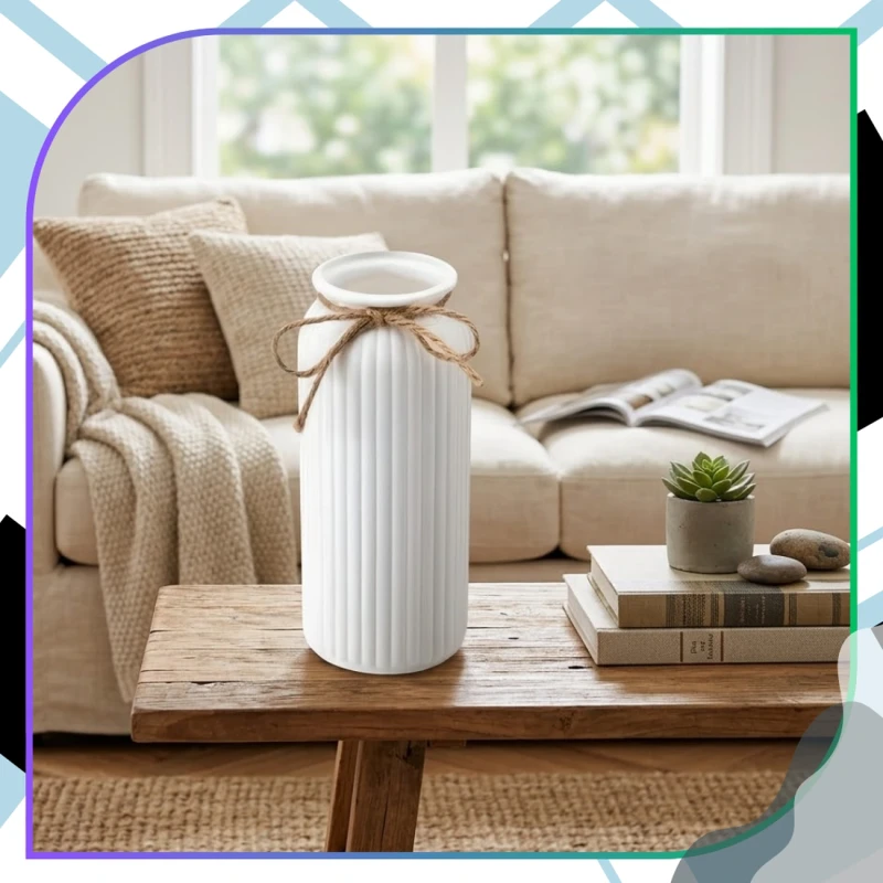 Stylowy Wazon Dekoracyjny Biały Nowoczesny Ze Sznurkiem Prezent7.webp