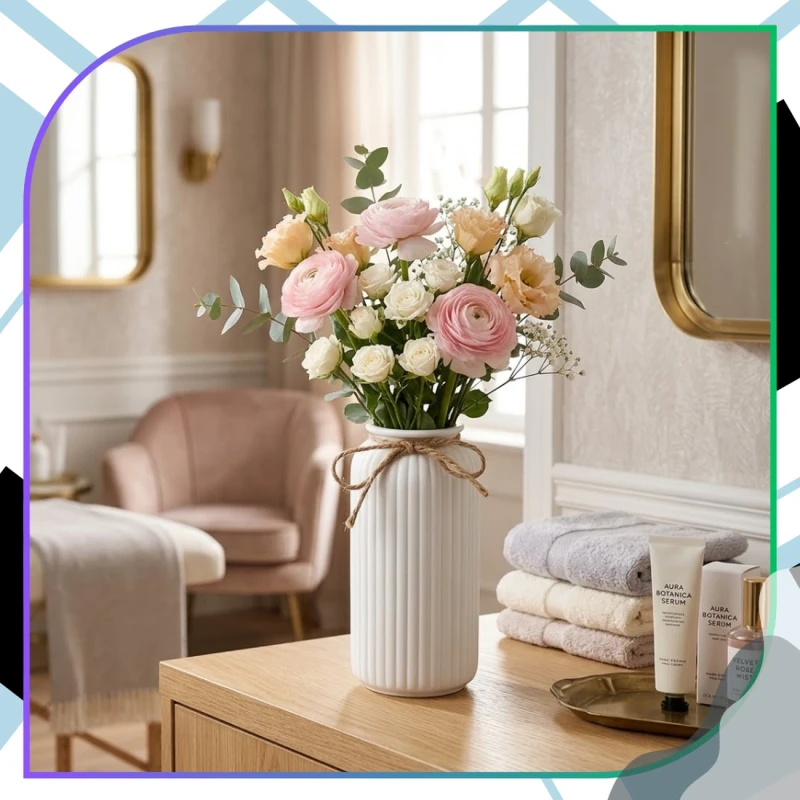 Stylowy Wazon Dekoracyjny Biały Nowoczesny Ze Sznurkiem Prezent8.webp