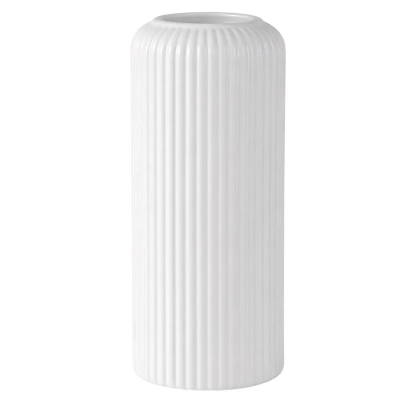 Uniwersalny Biały Wazon Prążkowany Nowoczesny Minimalistyczny Dekoracyjny1.webp