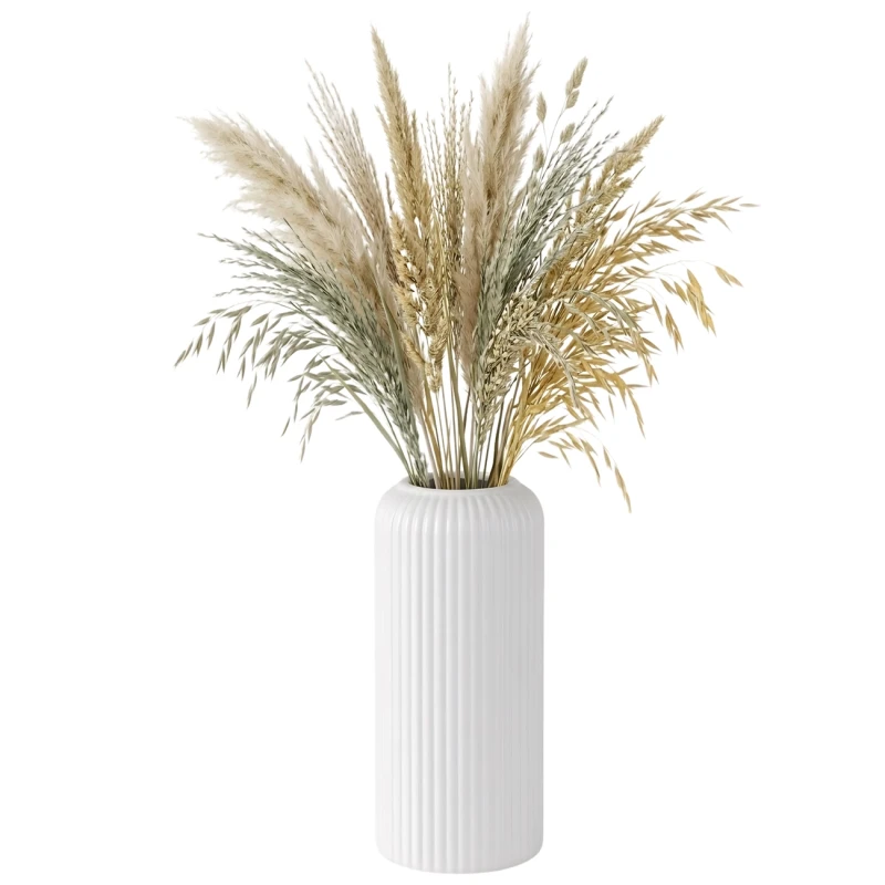 Uniwersalny Biały Wazon Prążkowany Nowoczesny Minimalistyczny Dekoracyjny4.webp