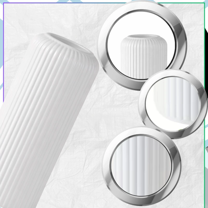 Uniwersalny Biały Wazon Prążkowany Nowoczesny Minimalistyczny Dekoracyjny5.webp