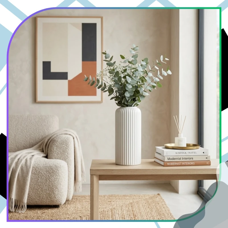 Uniwersalny Biały Wazon Prążkowany Nowoczesny Minimalistyczny Dekoracyjny7.webp