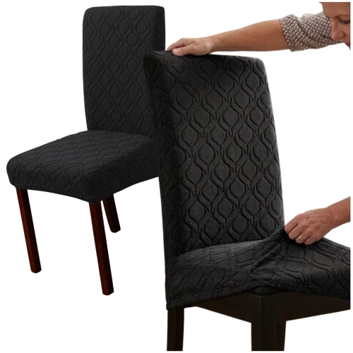 Pokrowiec Na Krzesło Czarny Poliester Styl Minimalistyczny Dekoracyjny