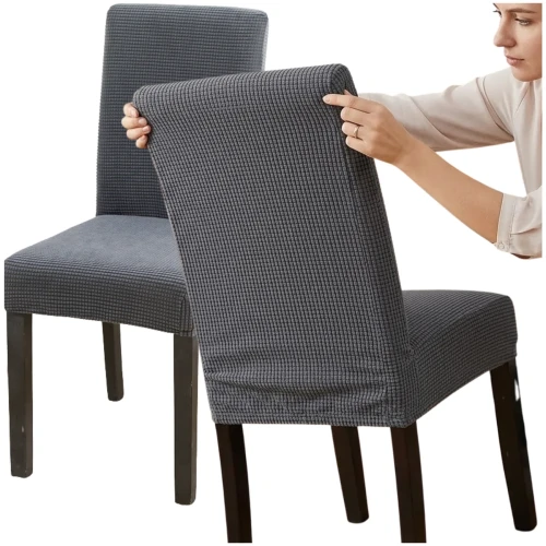 Szary Pokrowiec Na Krzesło Minimalistyczny Odporny Na Zużycie Poliester