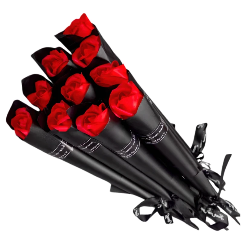 Kwiaty Mydlane Róże Bukiet Prezentowy Elegancki Upominek 28 cm1.webp