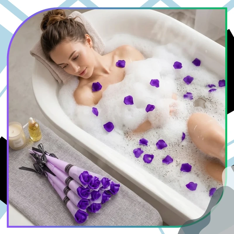 Zestaw 10 Róż Mydlanych Bukiet Prezentowy Elegancki Upominek8.webp