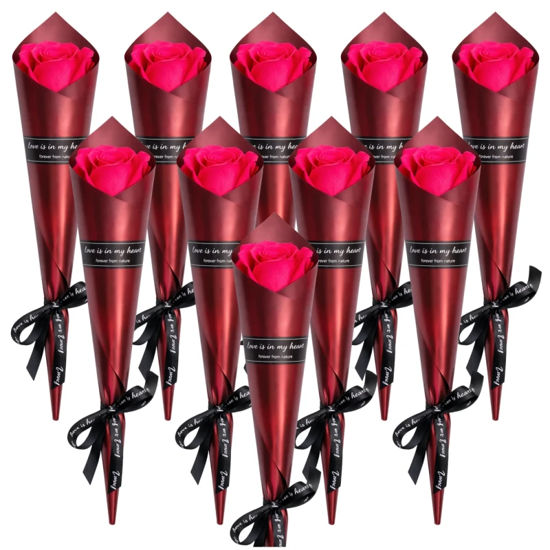 Bukiet Róż Mydlanych Czerwony 10 Sztuk Elegancki Prezent 28 cm2.webp