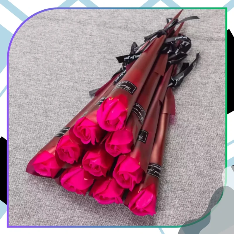 Bukiet Róż Mydlanych Czerwony 10 Sztuk Elegancki Prezent 28 cm6.webp