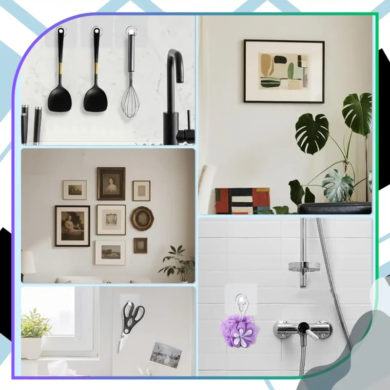 Zestaw Haczyków Samoprzylepnych 30 Sztuk Do Kuchni Łazienki Mocne7.webp