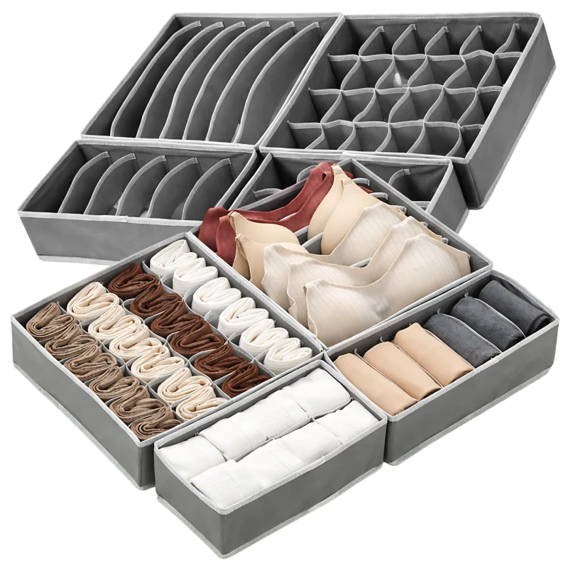 Zestaw Organizerów Do Szafy 4 Sztuki Przegrody Na Ubrania Szary2.webp