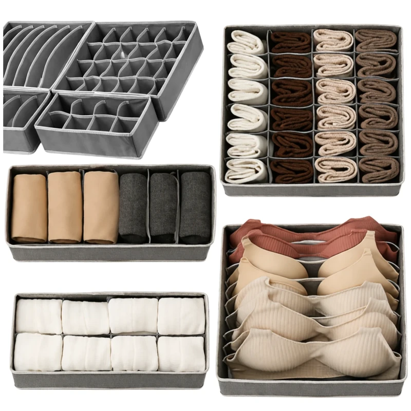 Zestaw Organizerów Do Szafy 4 Sztuki Przegrody Na Ubrania Szary3.webp