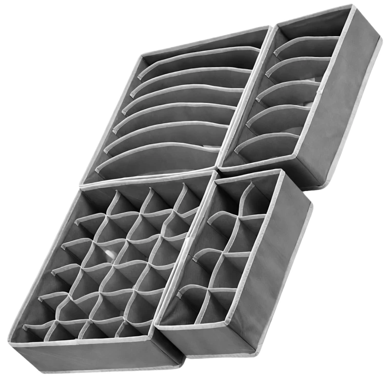 Zestaw Organizerów Do Szafy 4 Sztuki Przegrody Na Ubrania Szary4.webp