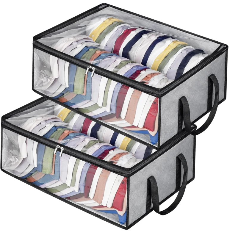 Szary Organizer Do Przechowywania Ubrań Torba Z Uchwytem Duża1.webp