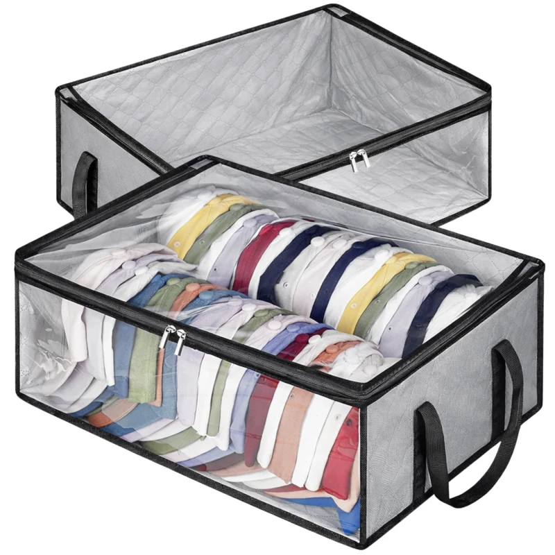 Szary Organizer Do Przechowywania Ubrań Torba Z Uchwytem Duża2.webp