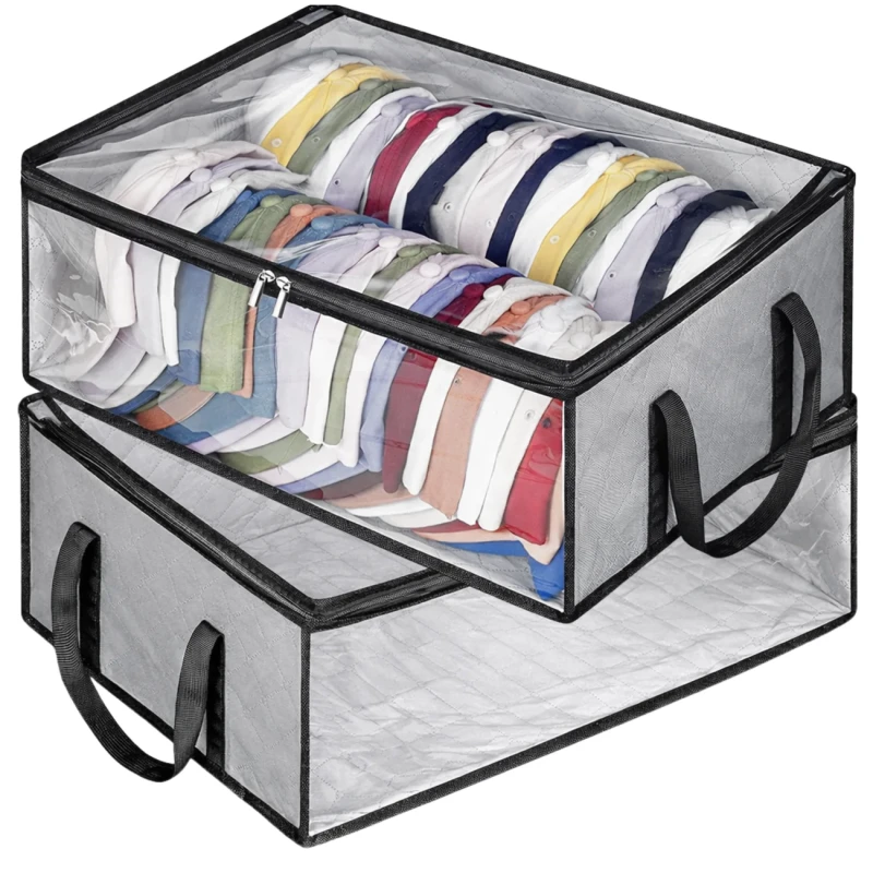 Szary Organizer Do Przechowywania Ubrań Torba Z Uchwytem Duża3.webp